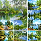 5D алмазная живопись, деревья, пейзаж, Набор для вышивки крестиком, мозаика, искусство, картина Стразы, Декор, полная вышивка, пейзаж, распродажа