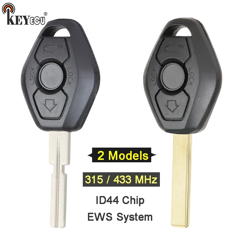 

KEYECU 315/ 433MHz ID44 Chip EWS System Keyless Entry Remote Car Key Fob 3 Button for BMW 3 5 6 7 8 Series M5 M6 Z4 X3 X5