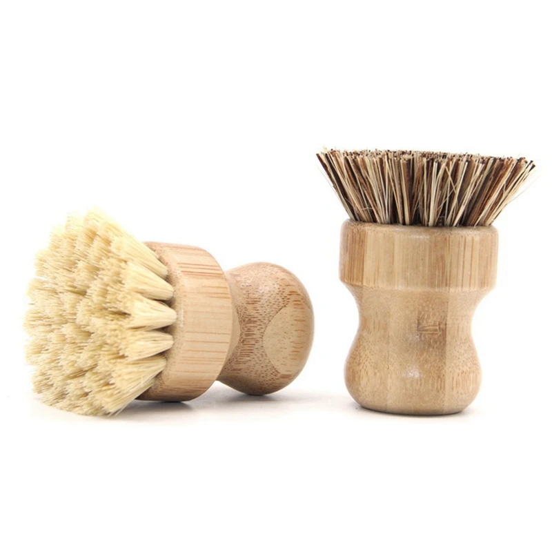 

Palm Pot Brush Bamboo Round Mini Scrub Brush Natural Scrub Brush Wet Cleaning Scrubber for Wash Dishes Pots Pans and Vegetables
