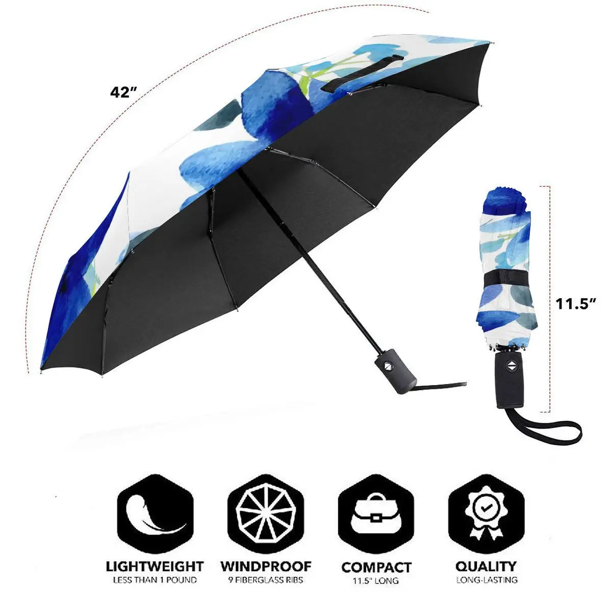 Comprare Resistente Al Vento Pieghevoli Donne Ombrello Automatico Auto Blu Fiori Acquerello Antivento Ombrelli Da Pioggia Per Gli Uomini Parasole