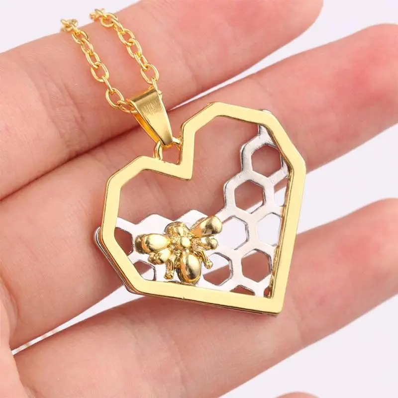 Сердце Форма кулон соты ожерелья для женщин и мужчин творчески романтичные