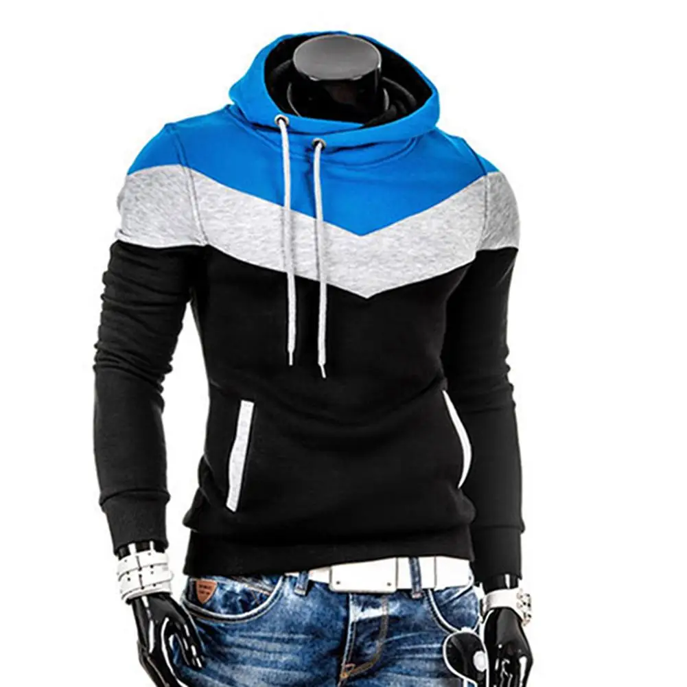 

Autumn Winner Fashion Men Color Block Patchwork Hooded Long Sleeve Pullover Hoodie Casual men's Sweatshirt Outwear Plus Size