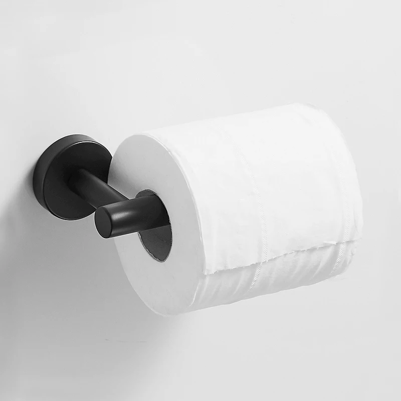 

Toilet Paper Holder Stand Wall Mounted Bathroom Paper Towel Holder Stainless Steel Black Kitchen Roll Paper Holder Tissue Rack