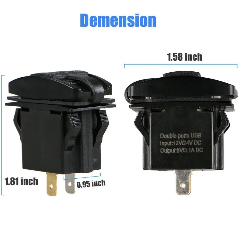 3.1A Dual USB Порты и разъёмы Зарядное устройство розетка 12V светодиодный