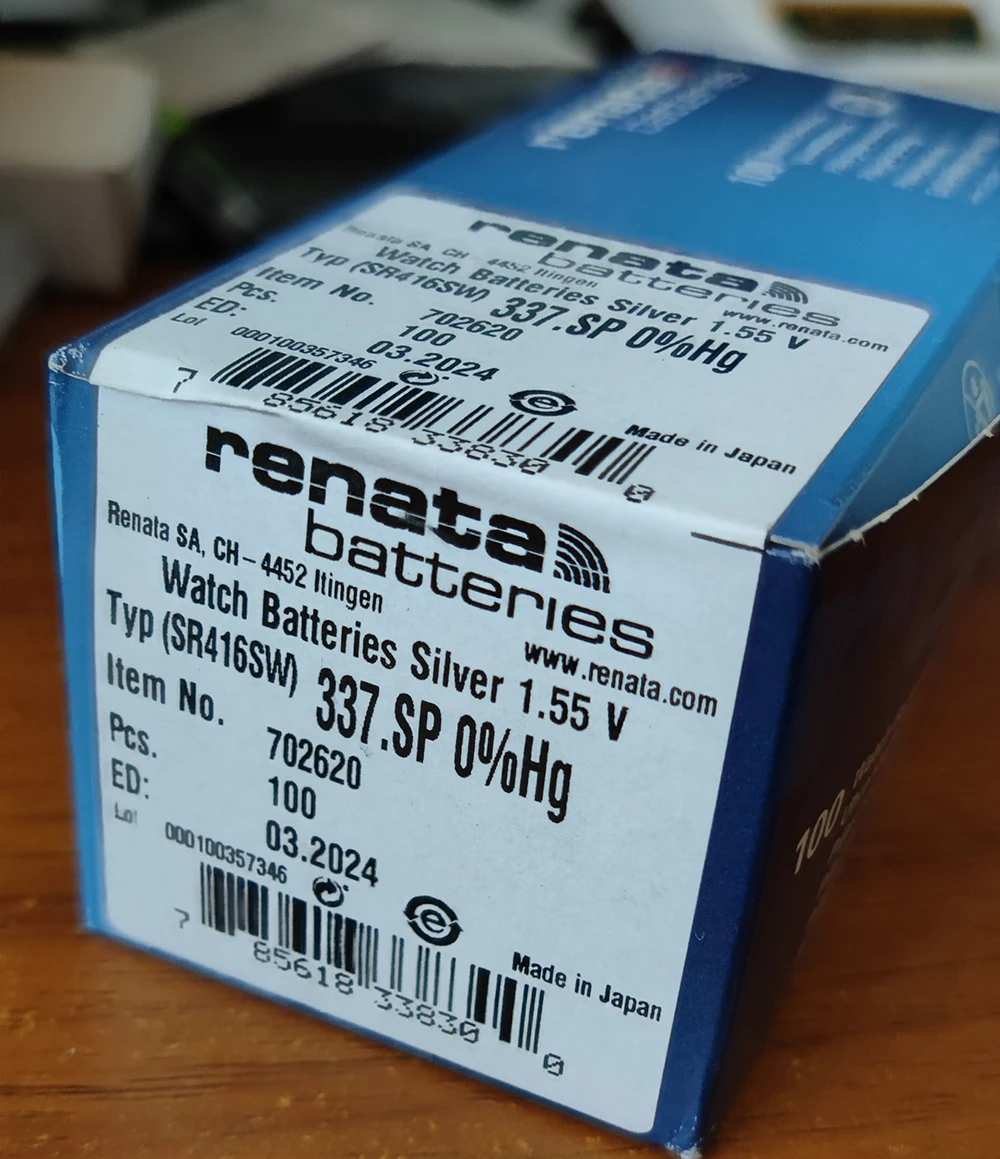 10 шт. Renata Швейцарский аккумулятор 337 SR416SW 1 55 в для часов серебристые RENATA