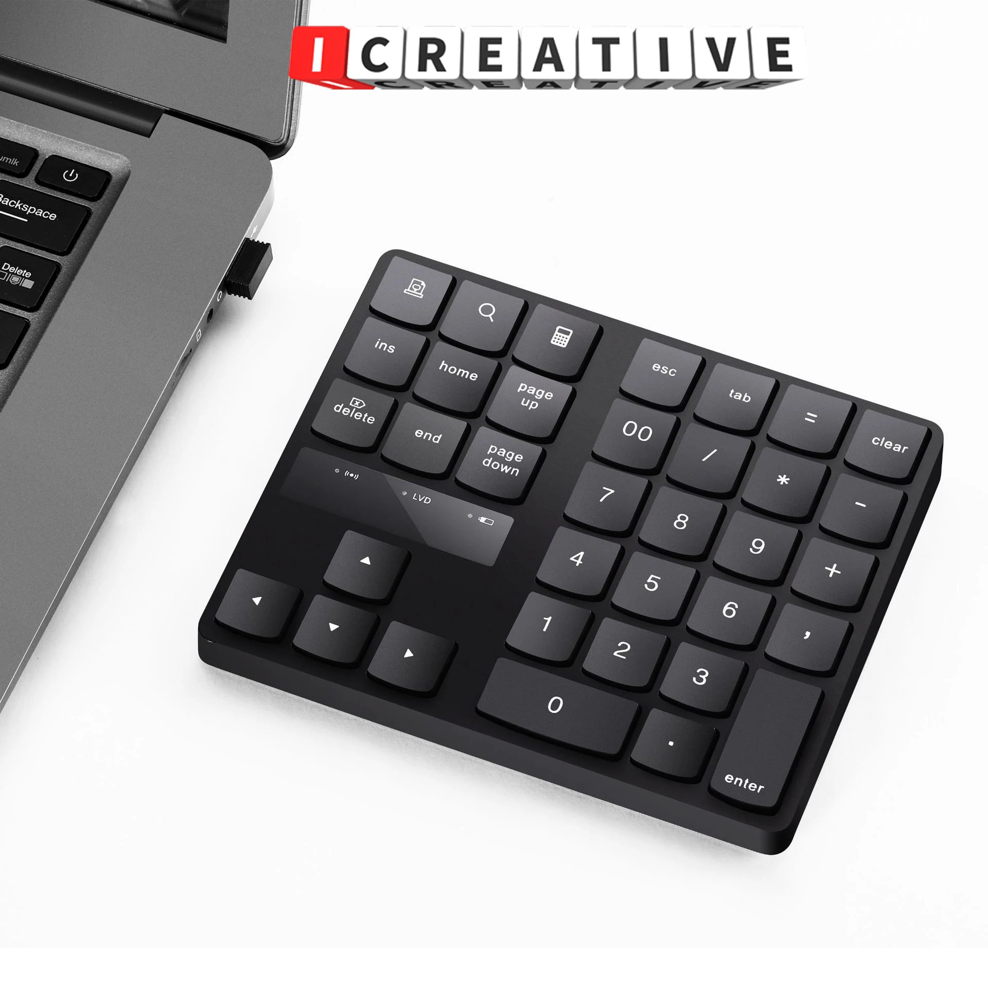 

USB 2,4g Беспроводная клавиатура 35 клавиш/кнопки, мультимедийная Бесшумная цифровая клавиатура с цифрами, домашняя клавиатура с направлением ...