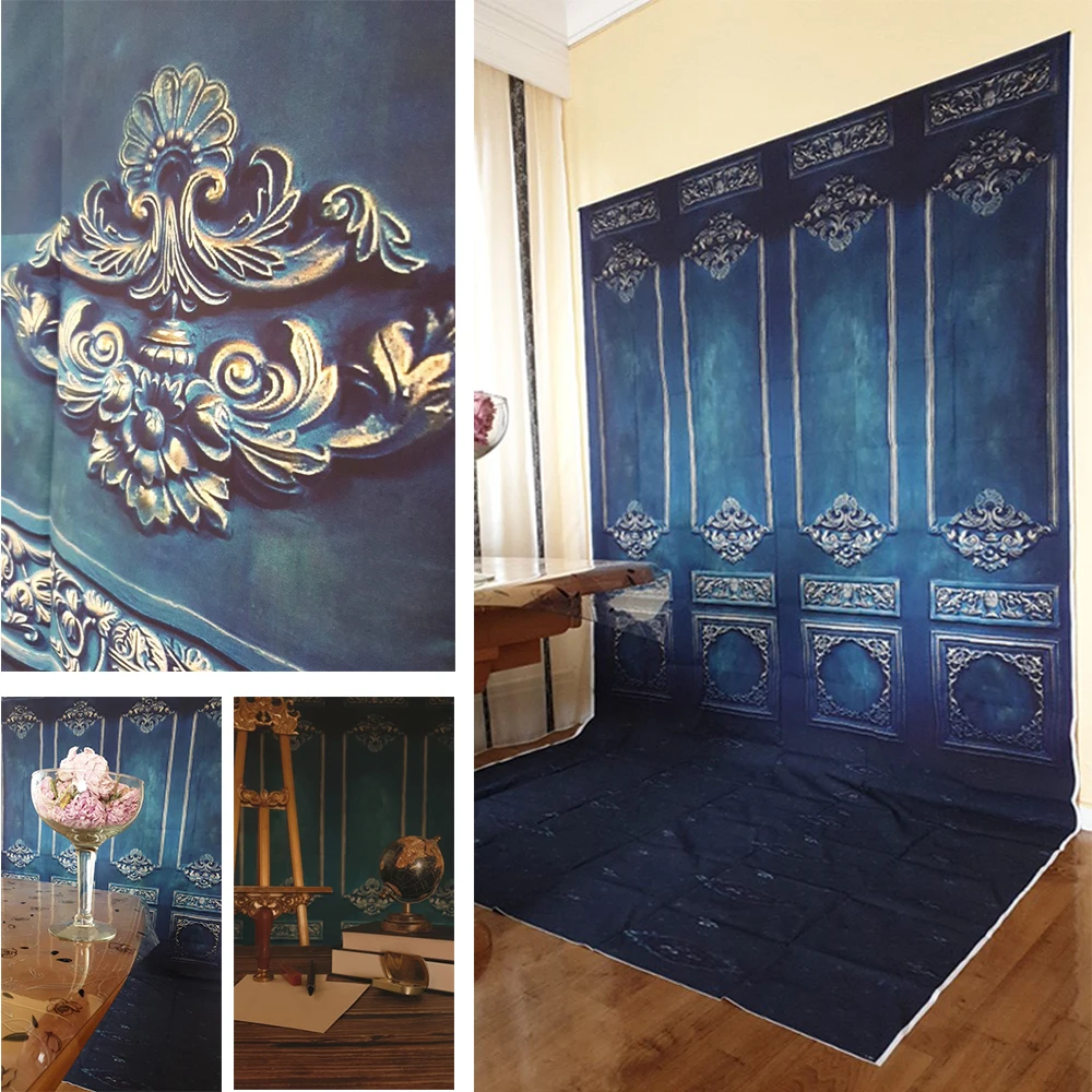 Ретро голубая стена дверь фотография Фон художественный портрет для фотостудии