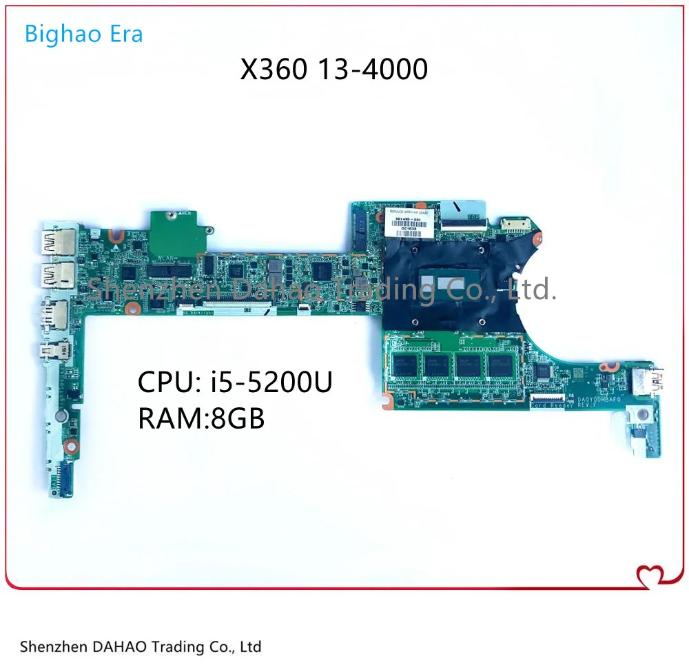 

801506-601 801506-001 801506-501 For HP Spectre X360 G1 13-4000 13-4003DX Laptop motherboard DA0Y0DMBAF0 SR23Y I5-5200U 8GB RAM