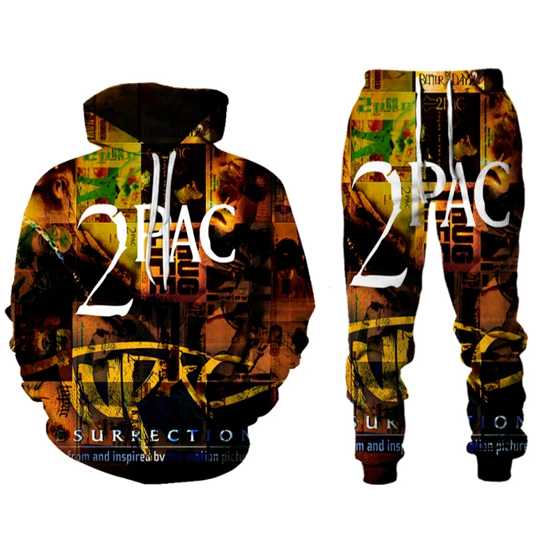

New tracksuit men 2022 Fashion 3D Hoodie Set Men's Sweatshirt 2 PAC Print Set Fall/Winter Unisex Sportswear Pants Hiphop