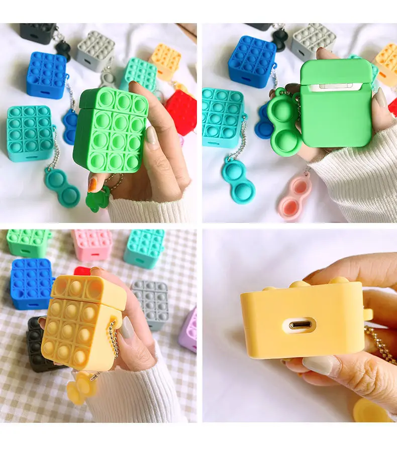 

Relive Stress Cute Silicone Headphone Case For Apple Airpods Pro Shockproof Fidget Toys Push Bubble Cover For AirPods 2/1