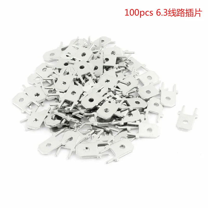 

100pcs 1/4 terminal plug spring male 6.3mm insert cold press end insert 6.3 welding circuit board insert and terminal