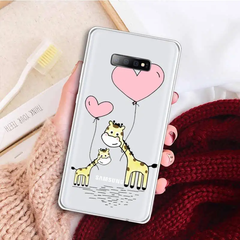 

Lovely giraffe cartoon animal Phone Case Transparent For Samsung Galaxy A 71 21s S note 8 9 10 plus 20 ultra