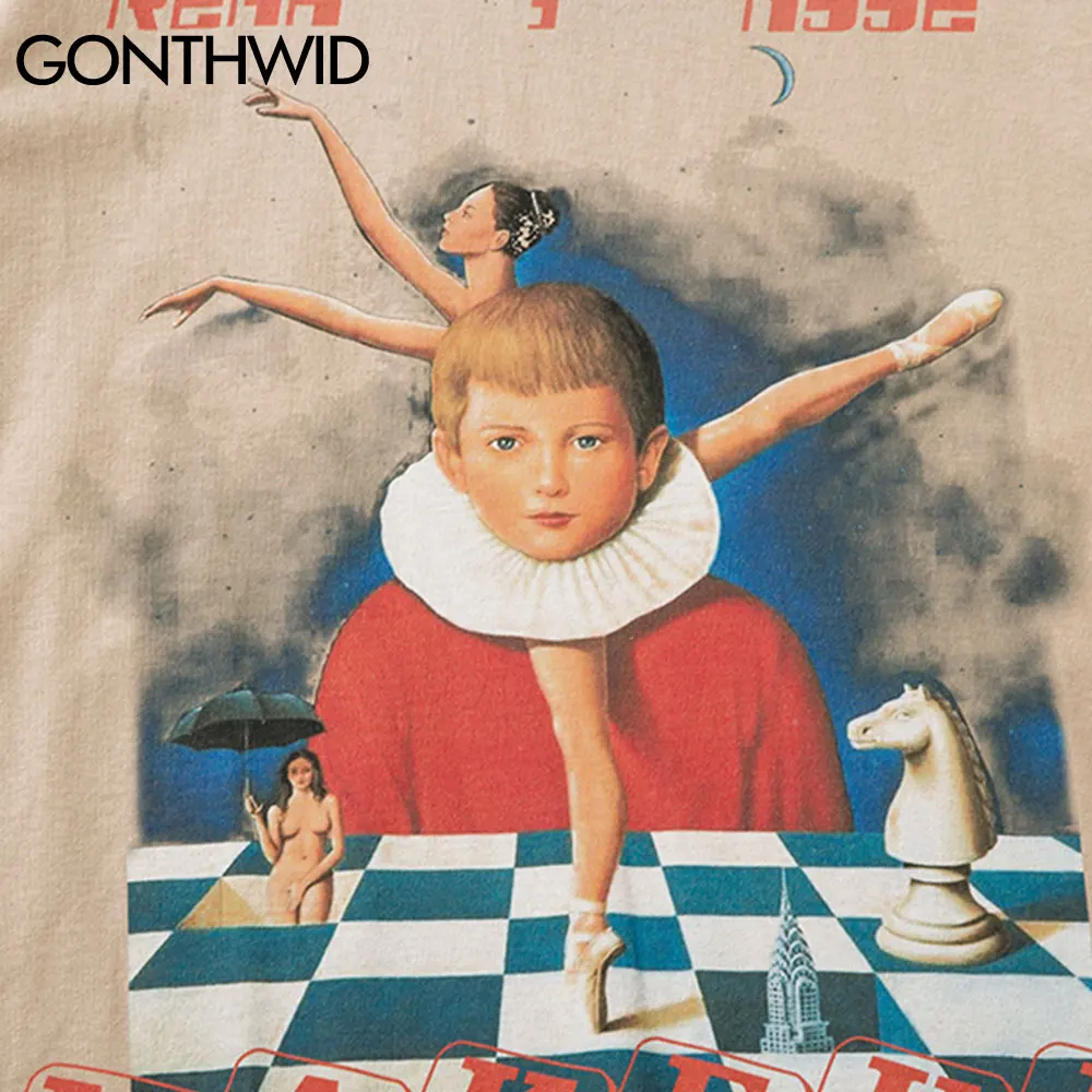 

GONTHWID Tshirts Streetwear Creative Funny Dancing Girl Tee Shirts Men Hip Hop Casual Harajuku Summer Fashion Cotton Loose Tops