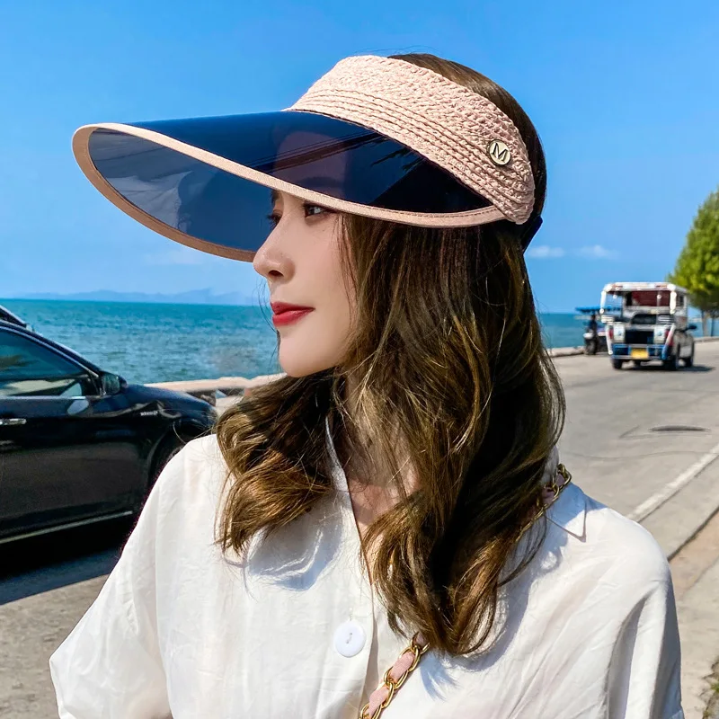 Шляпа женская Соломенная с защитой от УФ лучей и широкими полями|Женские кепки