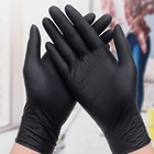 Одноразовые латексные перчатки 20 шт., без присыпки, черные перчатки для механика, татуировки, ухода за телом-артом