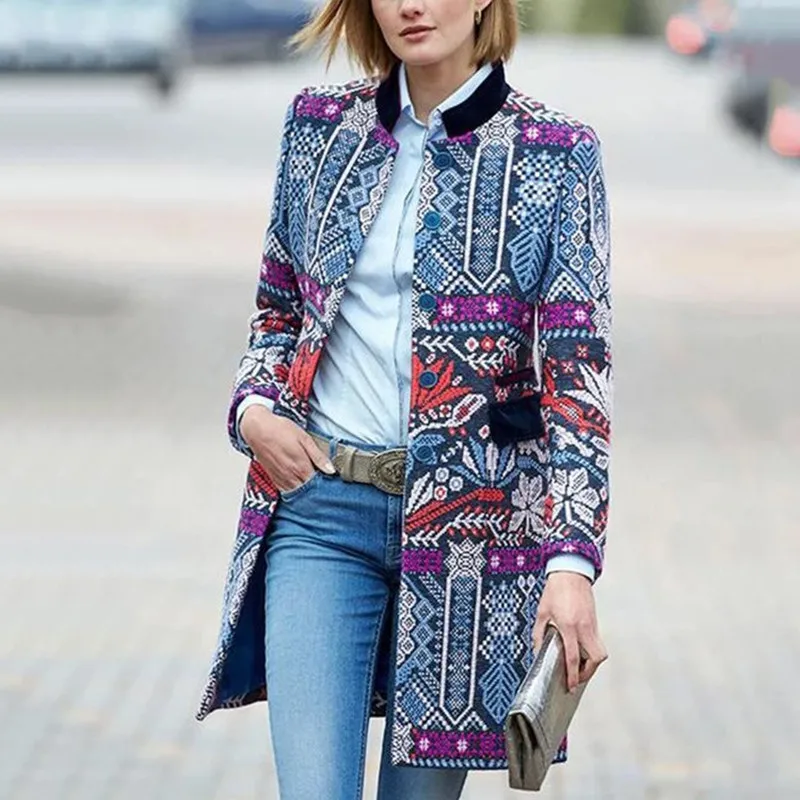 Элегантный тренчкот с цветочной вышивкой женские длинные пальто в Корейском