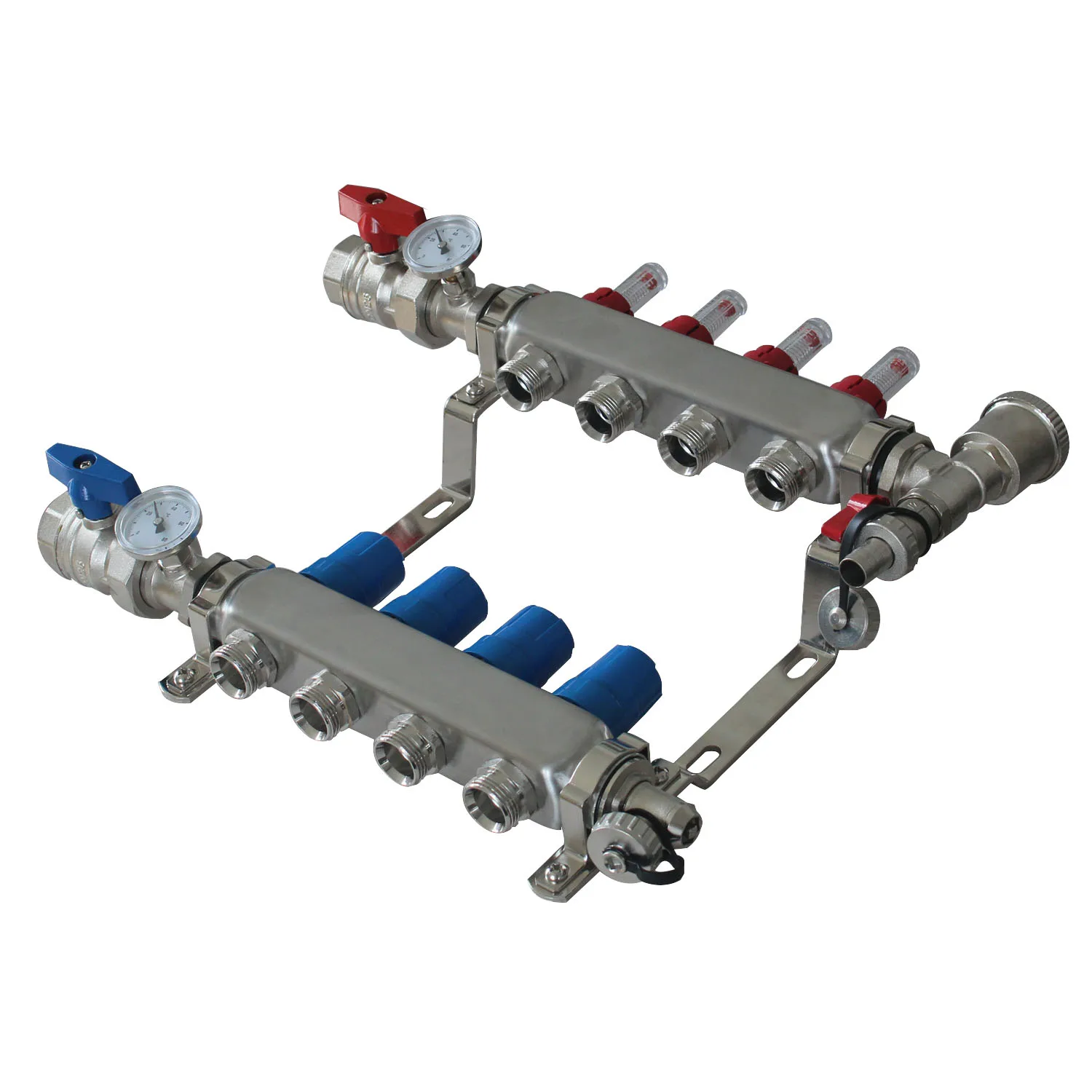 PEX1/2 2 10way 304 напольный коллектор из нержавеющей стали с расходомером