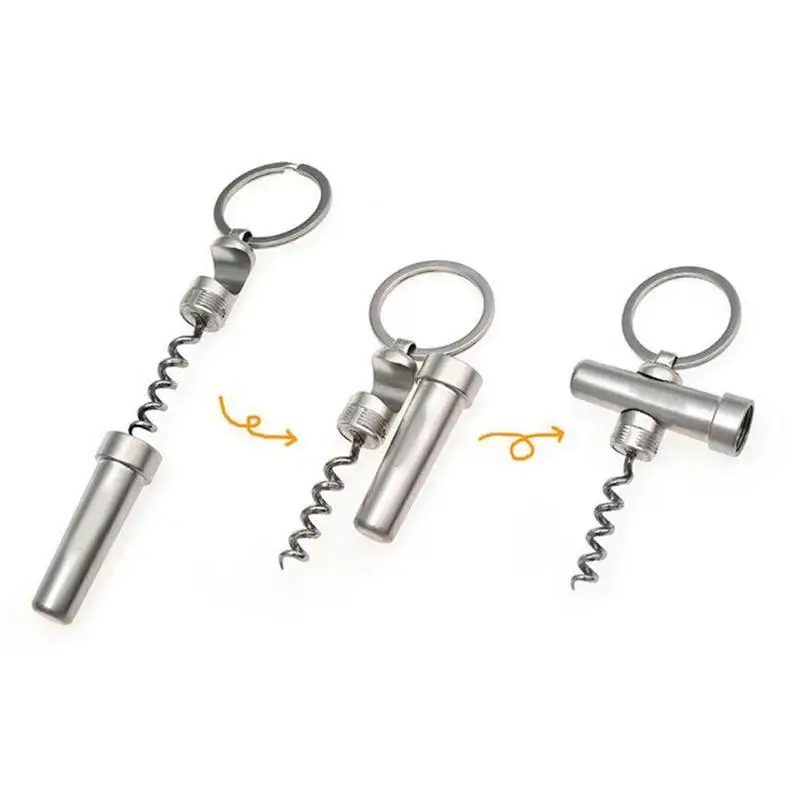 

Multifunctional zinc alloy 3 in 1 wine beer bottle wine opener can kitchen keychain opener bottle opener bottle wooden tool X4I4