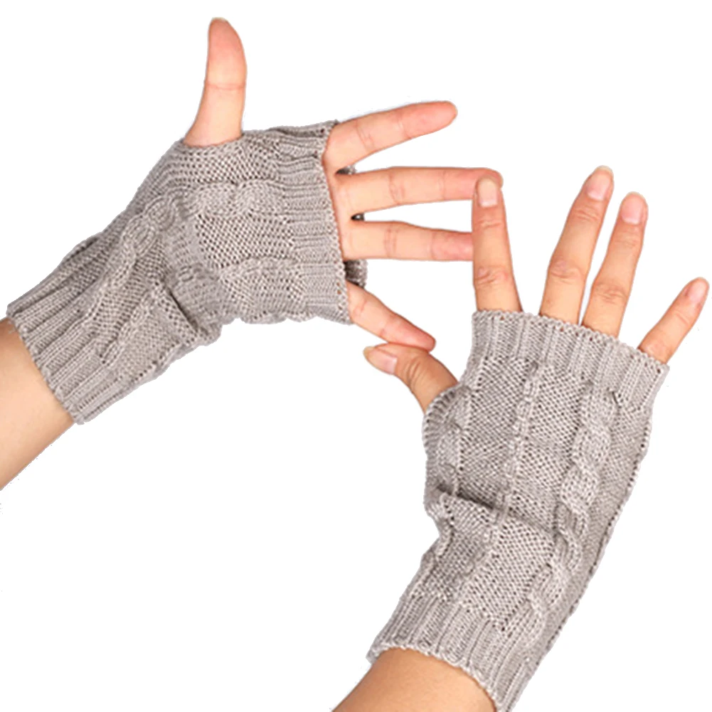 Новинка 2020 модные женские одноцветные перчатки с отверстиями для пальцев