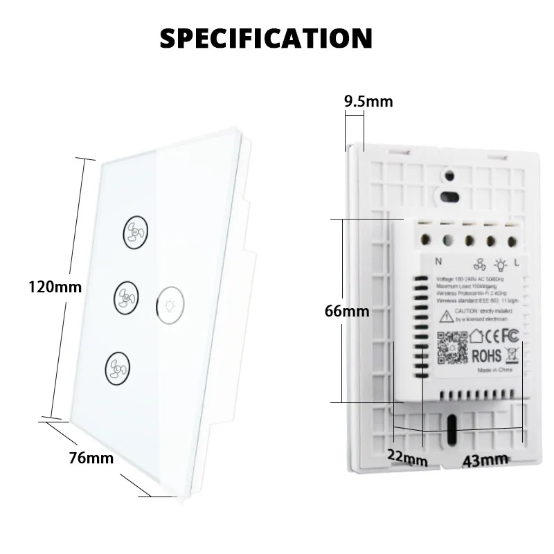 Умный настенный высветильник ель для потолочного вентилятора с Wi Fi