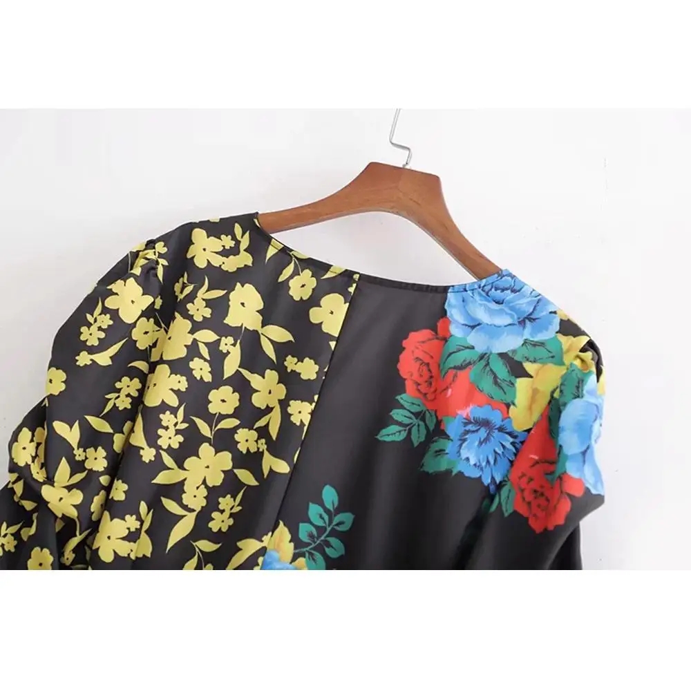 Boho elegant ruffle blouse women shirt 2019 Summer tops sexy v neck chic bow vintage floral chiffon korean clothes blusas | Женская