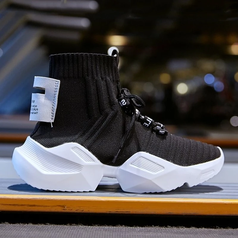 Женские кроссовки с вулканизированной подошвой Высокие носки на платформе Обувь