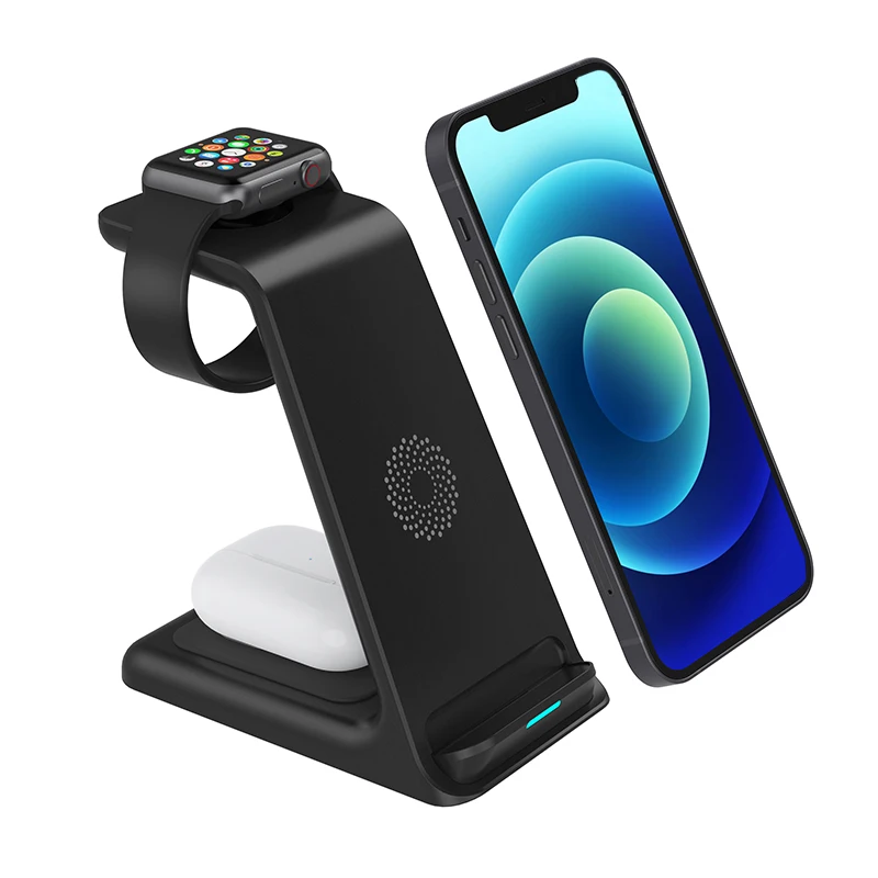 LPXZLY Qi 3 en 1 soporte de cargador sin cables para iPhone13 12/XR/Xs/AirPods3/iWatch5 carga r&aacute;pida de cables para SamsungS20/S10/Watch/Buds-1
