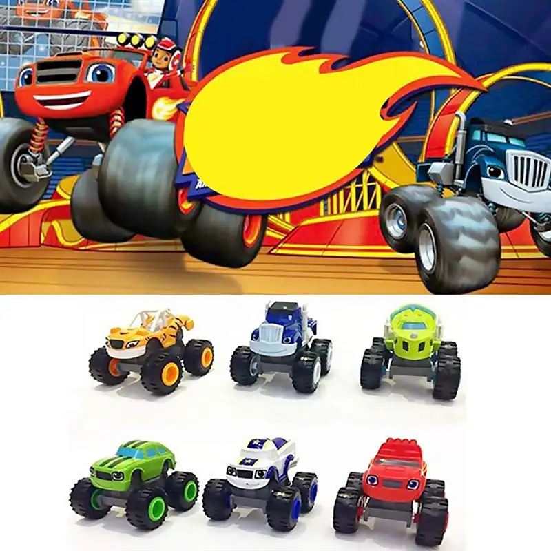 Paquete de 6 coches de juguete para niños, Super Stunts Blaze, camión,...