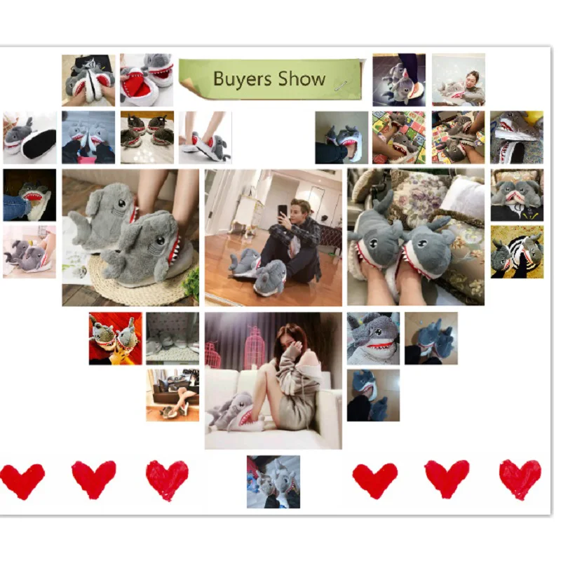 Серый Плюшевые тапочки акулы для мальчиков Домашние туфли Теплые ярости Для