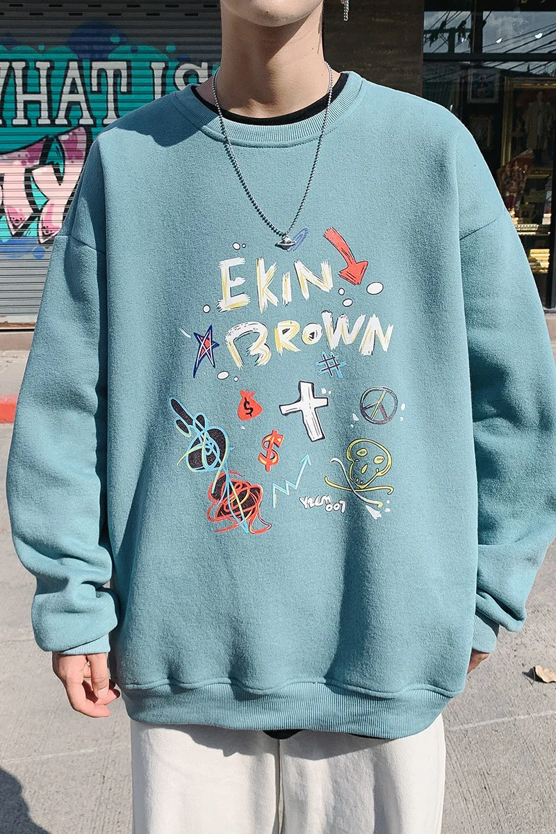 

Oversize Graffiti Printed Men Hoodies 2020 Autumn New Men's Sweatshirts Man Streetwear Casual Pullovers