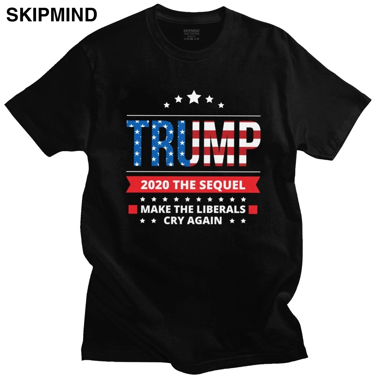 

Handsome Donald Trump President Tshirt Mens Short Sleeve Soft Cotton Tee Shirts 2020 Elections Make Liberals Cry Again T-shirt