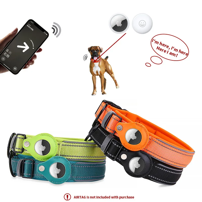 

New Airtag Pet Collar Cat Dog Anti-lost Collar For Apple Airtags Location Tracker Protective Case For AirTag Adjustable Design