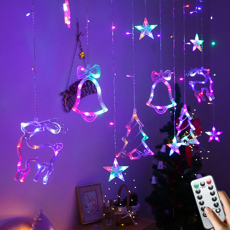 

Elk Tree Star Light LED Garland Curtain Light Christmas Lights Decoration Holiday Lights Curtain Lamp Wedding Party Fairy Lights