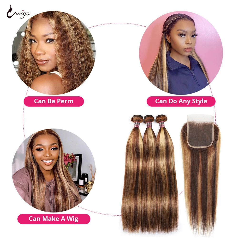 Выделите прямые человеческие волосы пряди P4/27 Мёд наращивания блонд коричневый