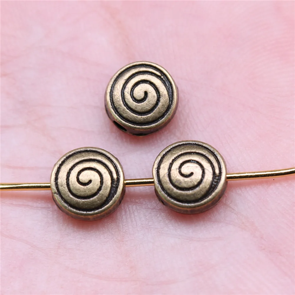 

20pcs 8x8x4mm Antique Bronze Color Whirlpool Beads Thread Beads Small Hole Spacers Beads For Jewelry Making A13101