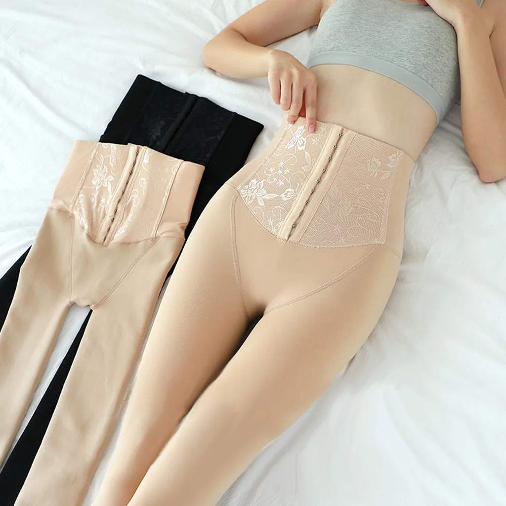 Зимние формирующие легинсы для тела Женские однотонные теплые бархатные плотные