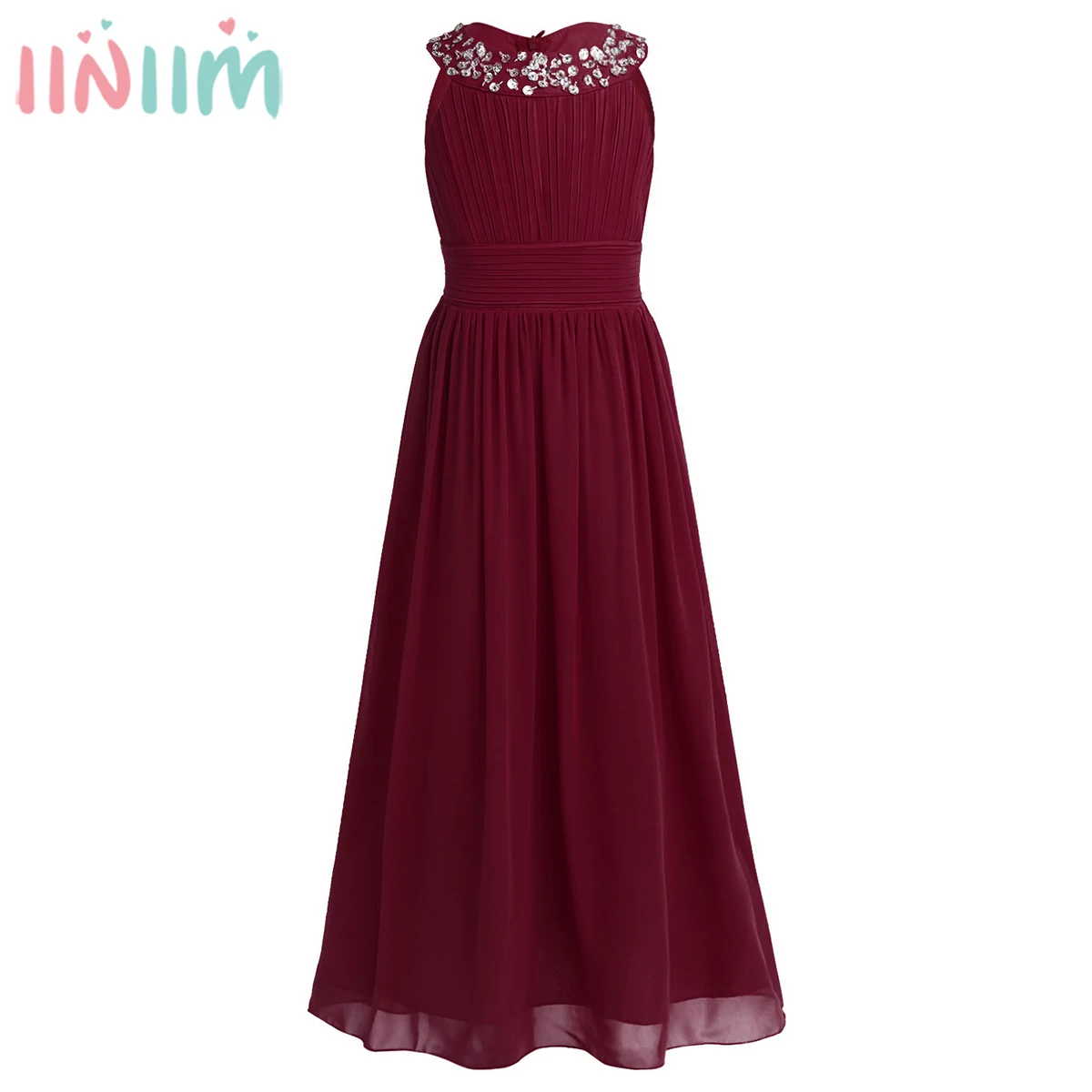 

iiniim Kids Teen Chiffon Summer Girls Formal Dress Party Dresses Flower Vestido 10 Years Prom Dress Wedding Birthday Party Dress