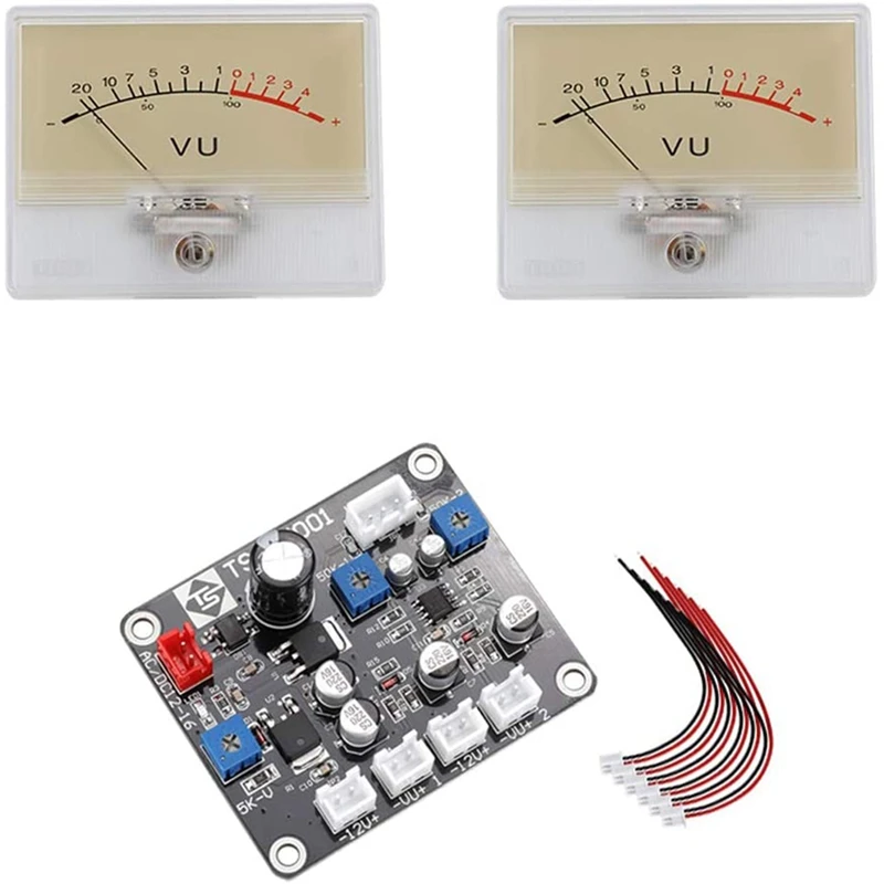 

GTBL 2Pcs Pointer TN-90 VU Meter+Driver Board Head Amplifiers Panel Audios Level DB Meter with Driver Board, Backlit TS-DB90R