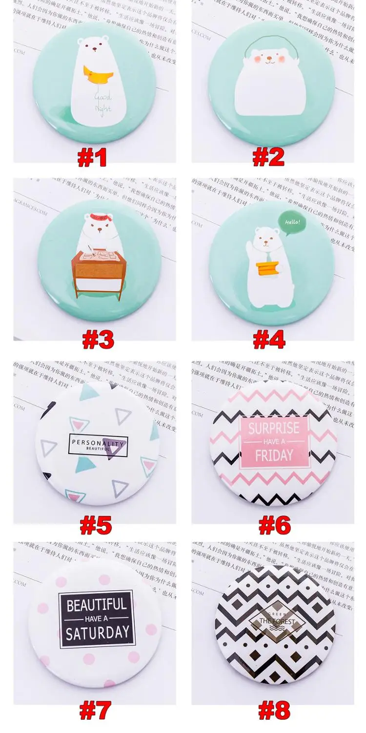 20 шт. мультяшное женское портативное косметическое мини зеркало карманное милое