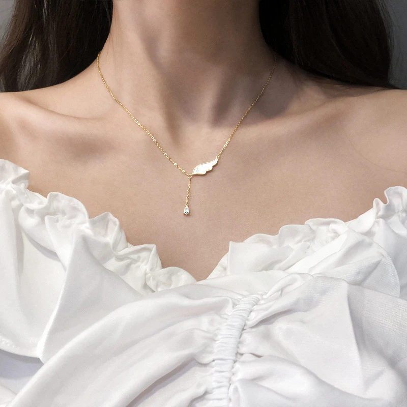 

New Fine Angel Wings Pendant Necklace for Women Designer Creativity Luxury High Quality Jewelry Chains Accessories Girl's Gift