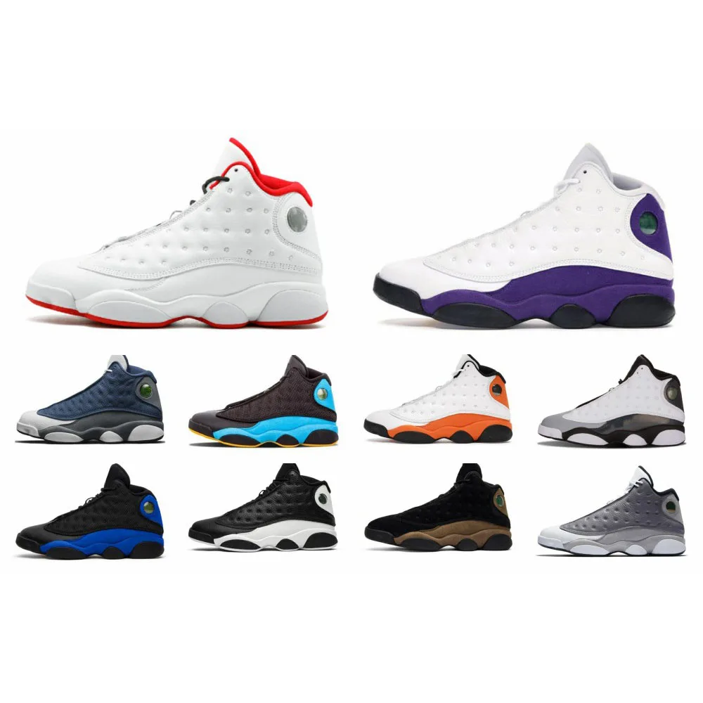 

New 13s Classic Men Basketball Shoes Court Purple Dirty Bred Trainers Sneakers Flint Atmosphere Grey Comfortable Sport Footwear