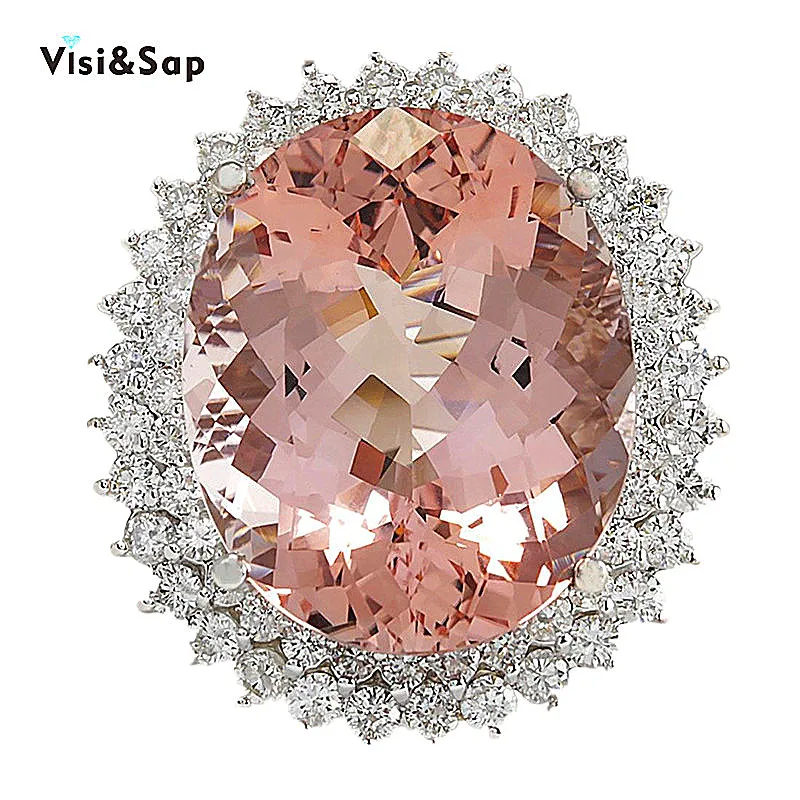 

Visisap Super Large Oval Zircon Rings for Women Luxury Big Stone Accessories White Gold Color Ring Wholesale Jewelry B2391
