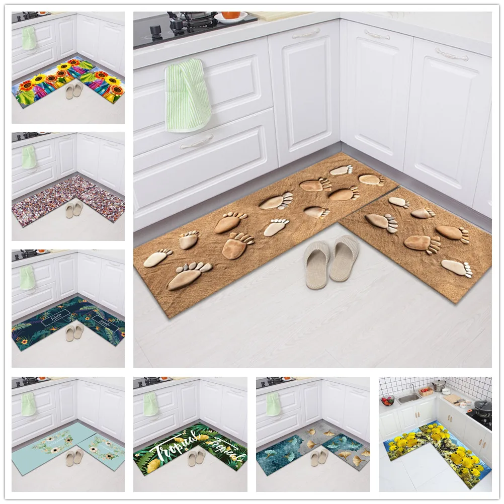 

Nordic Style Long Kitchen Rug Mat Non-Slip 3D Leaf Bedroom Carpets Entrance Doormat Living Room Carpet Hallway Corridor Area Rug