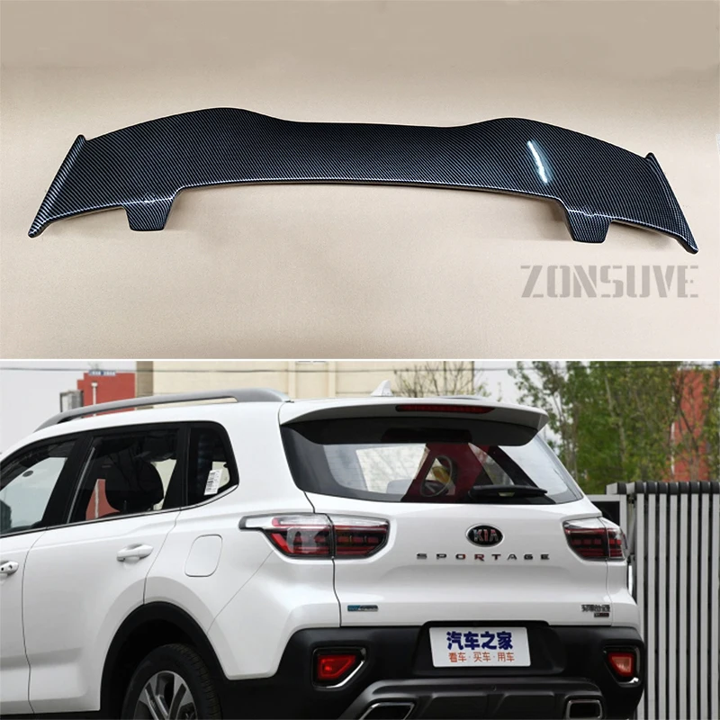 Подходит для KIA Sportage R 2018 2019 спойлер из АБС пластика углеродного волокна вид
