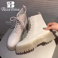 rizabina women ankle boots fashion platform warm winter shoes woman thick bottom office lady casual daily footwear size 35 40