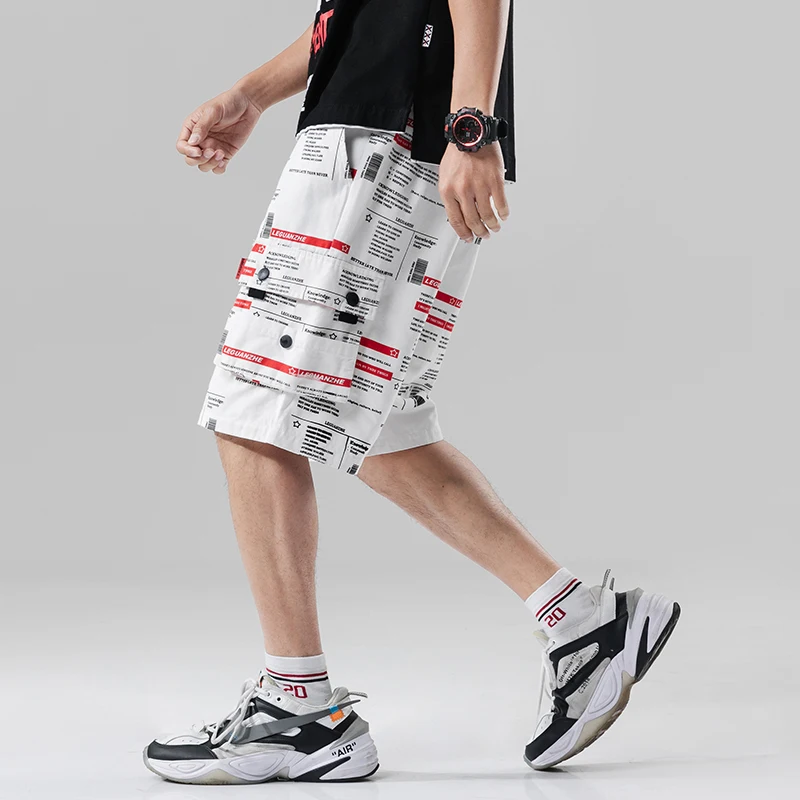 

Summer Korean fashion men's shorts large size sports overalls casual street high-quality hip-hop shorts printed five-point pants
