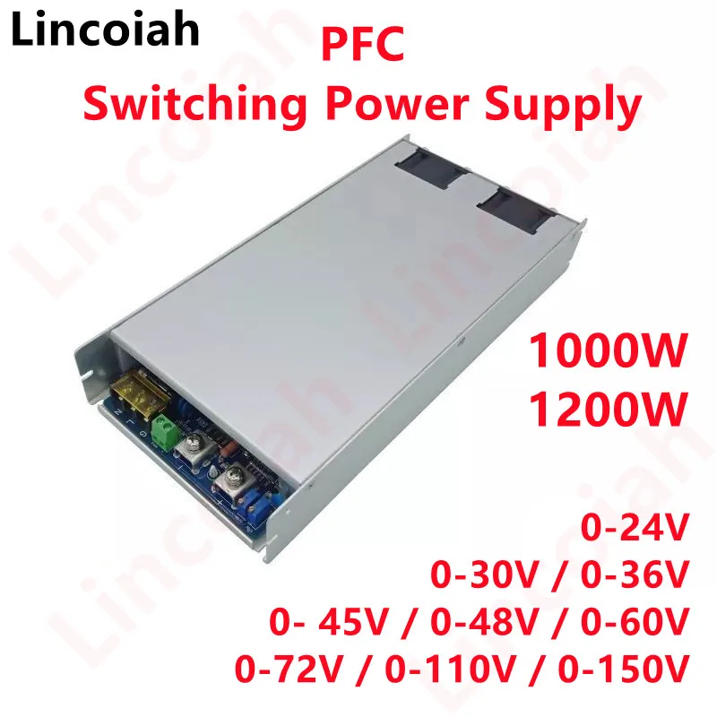 PFC Switching Power Supply 0-24V 30V 36V 45V 48V 60V 72V 110V 150V Adjustable Voltage 110V/220V Ac/Dc Smps For LED Strips Motor
