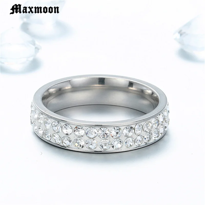 Кольцо женское из нержавеющей стали с прозрачным кристаллом | Украшения и