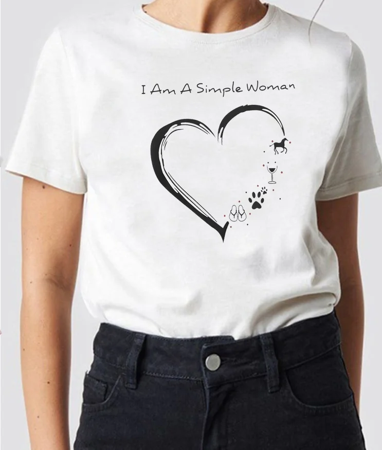 

Fashionshow-JF I Am A Simple Woman Graphic Tee Harajuku Hipster Casual Funny Women T-Shirt Top