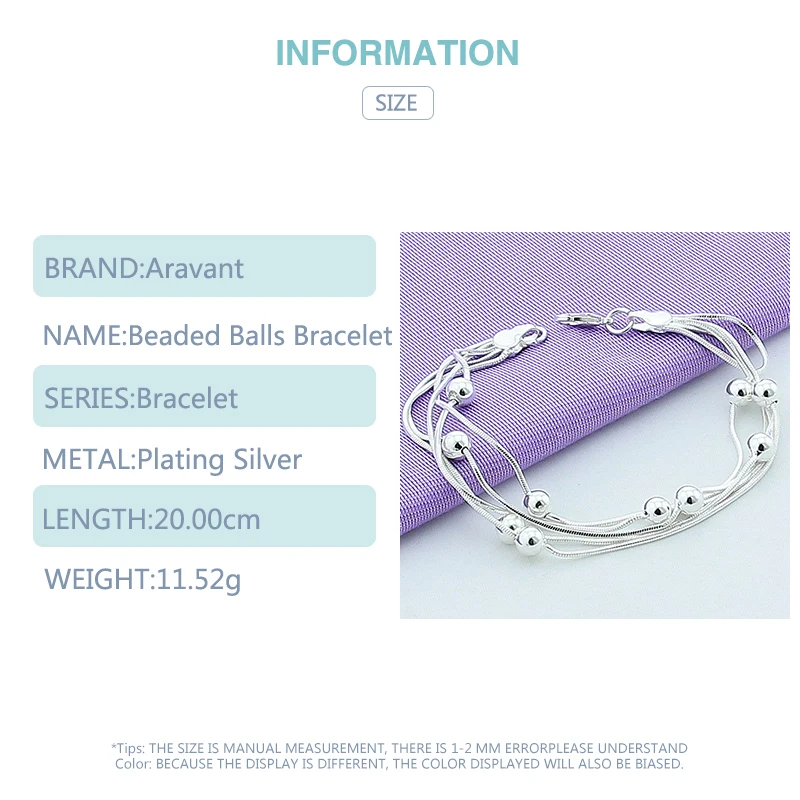 Женский браслет из серебра 925 пробы с бусинами и змеиным плетением | Украшения